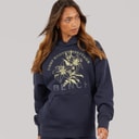 Bench Dame Olly Oversized Hættetrøje Med Grafisk Print Navy