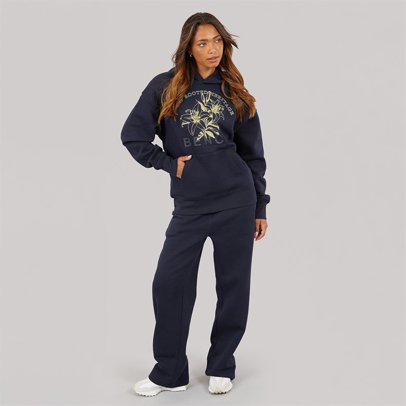 Bench Dame Olly Oversized Hættetrøje Med Grafisk Print Navy - Billede 3