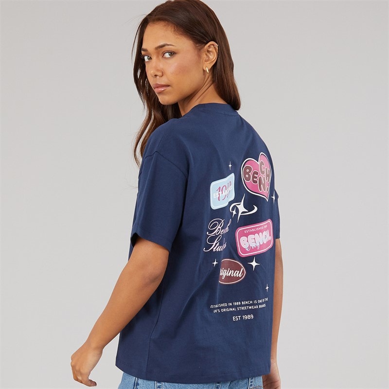 Bench Dame Ayenn Oversized T Shirt Med Grafisk Print Navy
