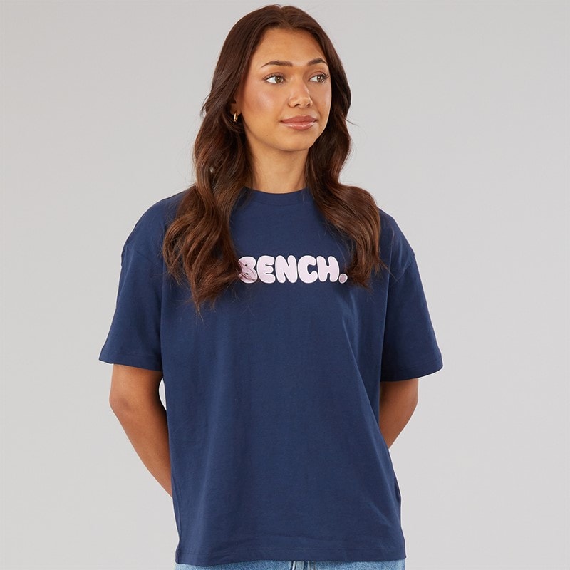 Bench Dame Ayenn Oversized T Shirt Med Grafisk Print Navy - Billede 2