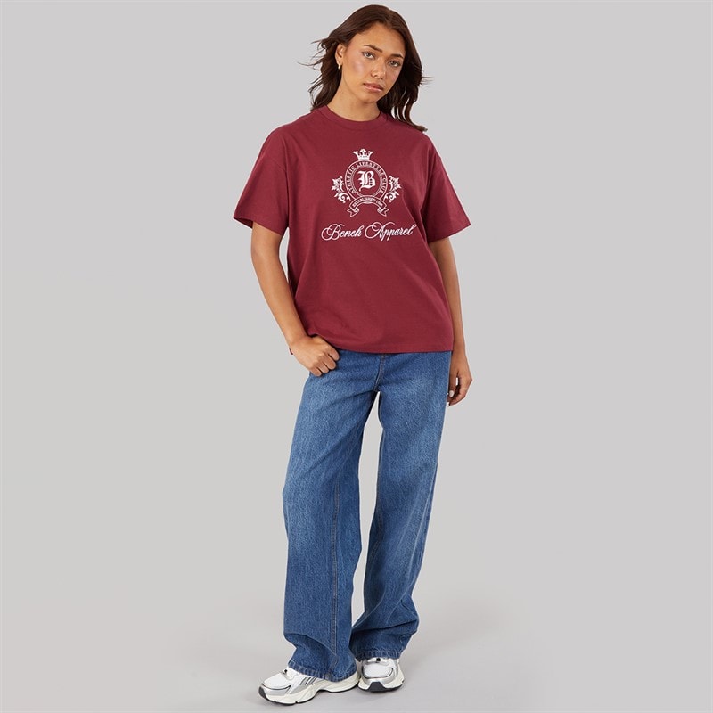 Bench Dame Kaiden oversized t-shirt med crest grafik Cordovan - Billede 3