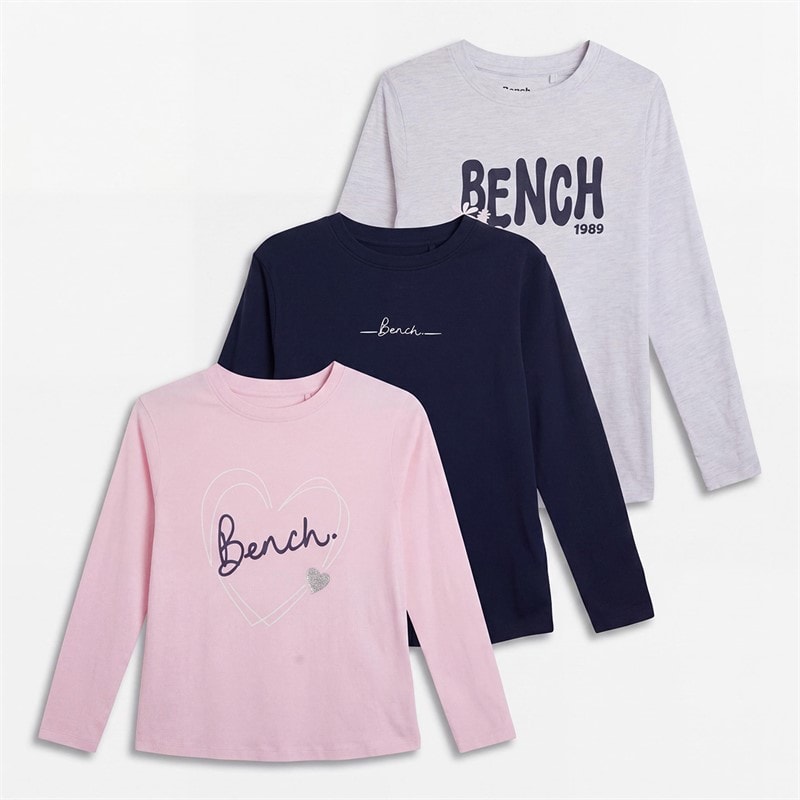 Bench Piger Starlingo Tre Pak Langærmede T-shirts Multi