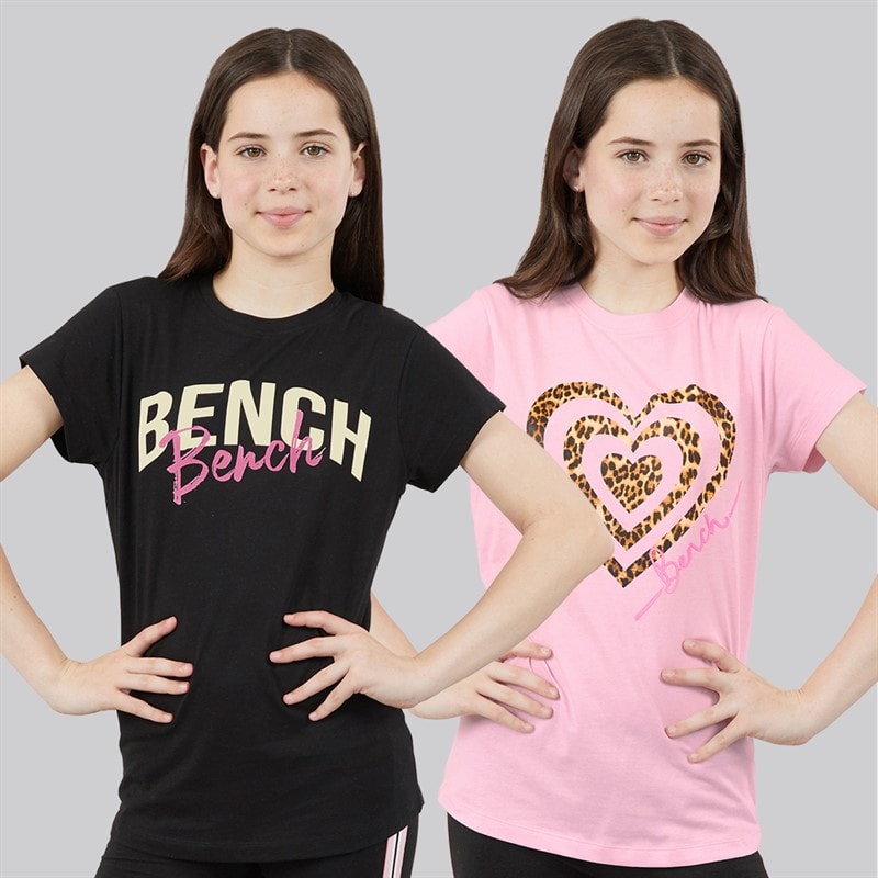Bench Piger Melodia To Pak T Shirts Sort/Fairytale Pink