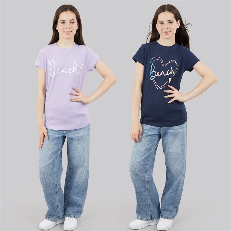 Bench Piger Moonspark To pak T shirts Navy/Light Lavender - Billede 4