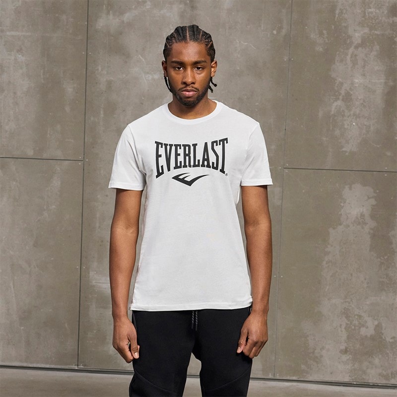 Everlast Mænd Ikonisk Maksimeret Logo T-shirt Hvid