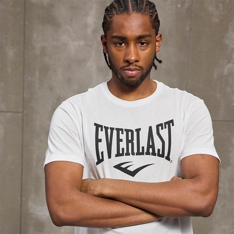 Everlast Mænd Ikonisk Maksimeret Logo T-shirt Hvid - Billede 3