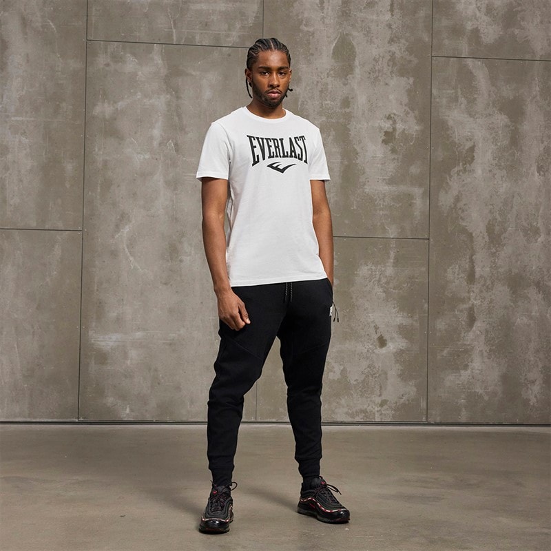 Everlast Mænd Ikonisk Maksimeret Logo T-shirt Hvid - Billede 4