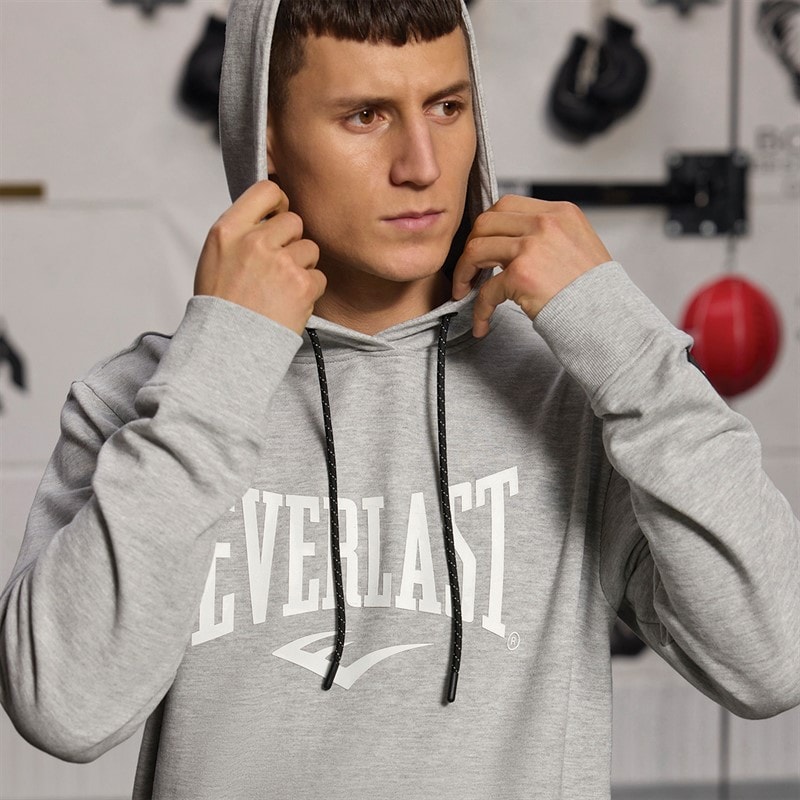 Everlast Herre Ikonisk Maksimeret Logo Sweat Hoodie Grå Melange - Billede 3