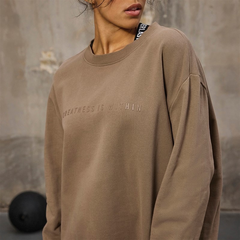 Everlast Dame Oversized Crew Neck Sweatshirt Fossil - Billede 3
