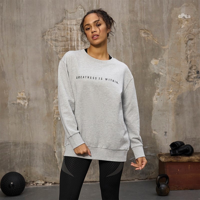 Everlast Sweatshirt med rund hals Oversized Lysegrå Melange til Kvinder - Billede 1