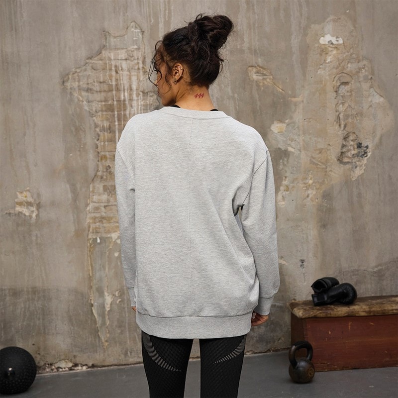 Everlast Sweatshirt med rund hals Oversized Lysegrå Melange til Kvinder - Billede 2
