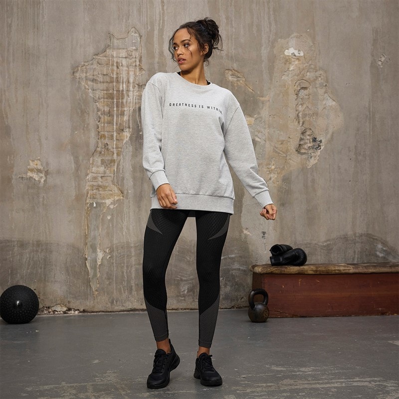Everlast Sweatshirt med rund hals Oversized Lysegrå Melange til Kvinder - Billede 4