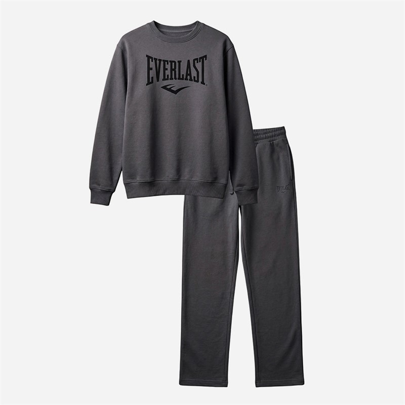 Everlast Herre Logo Rund Hals Og Joggingbukser Sæt Ashpalt