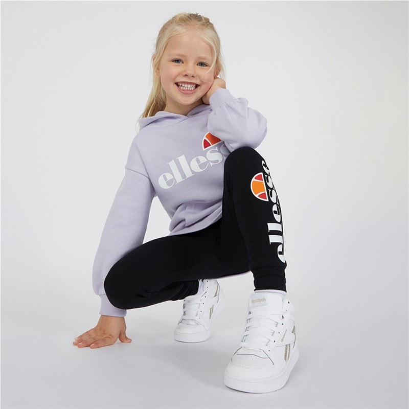 Ellesse Piger Hoodie og Leggings Sæt med Liliana Logo Lilla/Sort - Billede 4