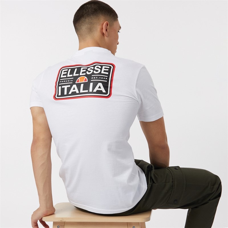 Ellesse Herre Benzina Heritage Ryg Logo T-shirt Hvid
