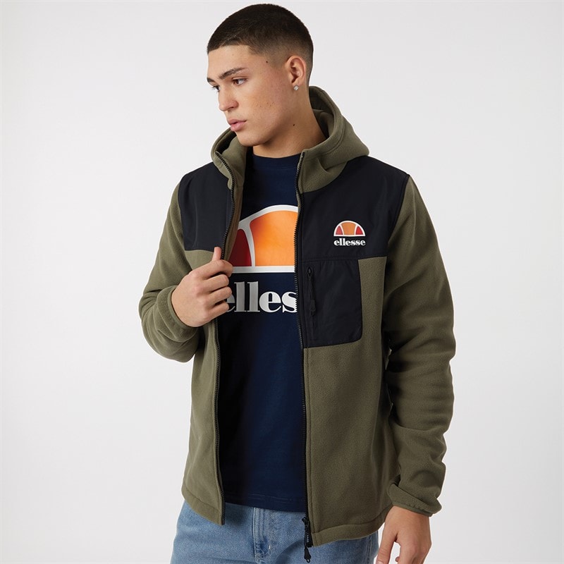 Ellesse Herre Drago Fleecejakke med hætte Khaki - Billede 1