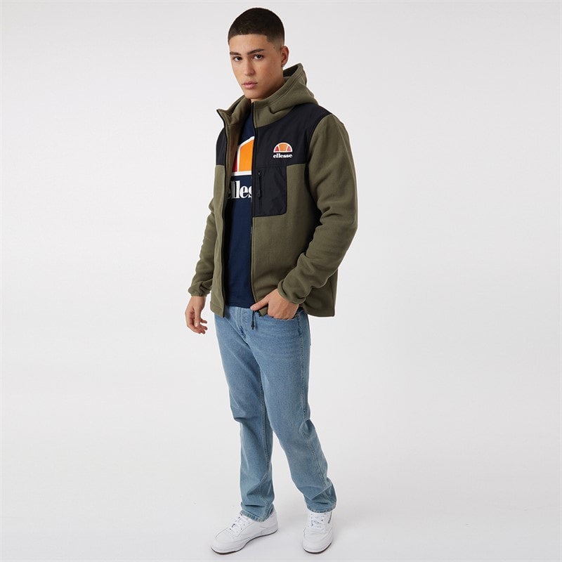 Ellesse Herre Drago Fleecejakke med hætte Khaki - Billede 4