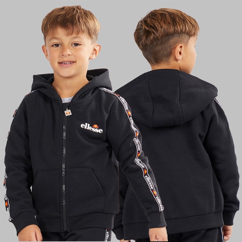 Ellesse Drenge Dominic Hættetrøje T-shirt Og Joggingbukser Sæt Sort/Grå - Billede 3