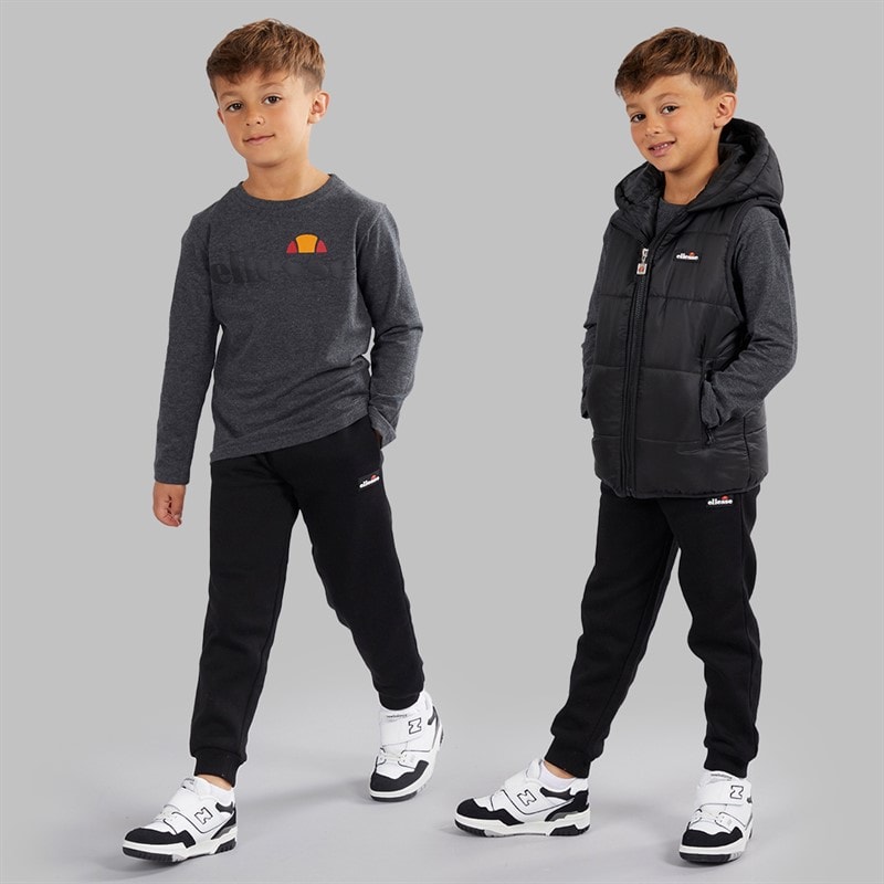 Ellesse Drenge Luka Hætteklædte Vatteret Vest T-shirt Og Joggingbukser Sæt Sort - Billede 1