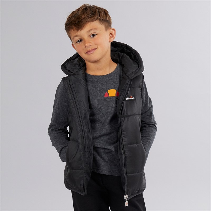 Ellesse Drenge Luka Hætteklædte Vatteret Vest T-shirt Og Joggingbukser Sæt Sort - Billede 3