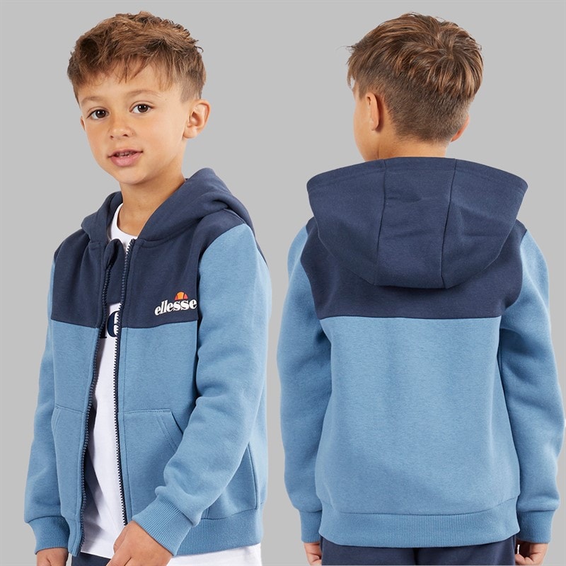 Ellesse Drenge Harrison Hættetrøje T-Shirt Og Joggingbukser Sæt Blå / Hvid - Billede 4