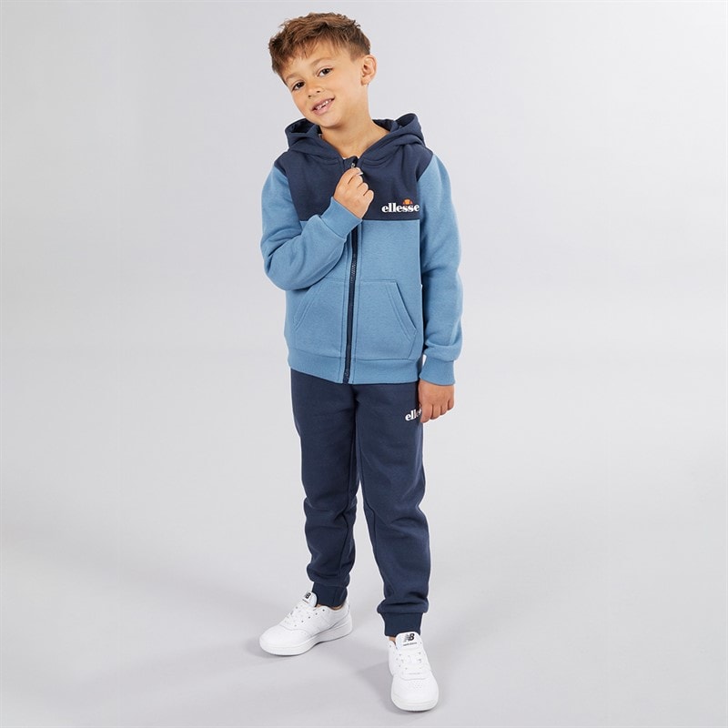 Ellesse Drenge Harrison Hættetrøje T-Shirt Og Joggingbukser Sæt Blå / Hvid - Billede 5