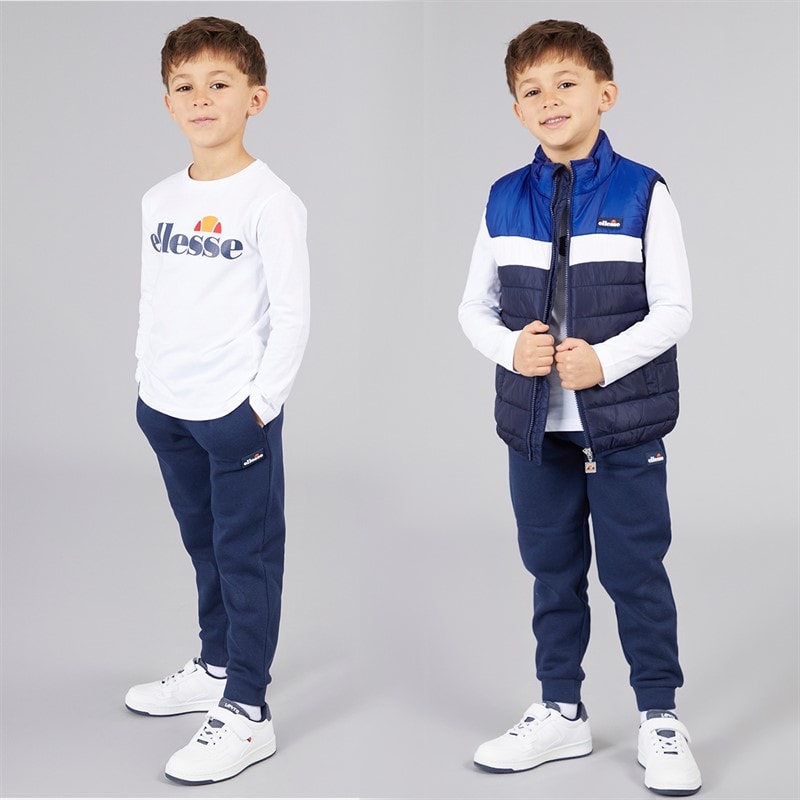Ellesse Drenge Jacob Vest T Shirt Og Joggingbukser Sæt Navy - Billede 1
