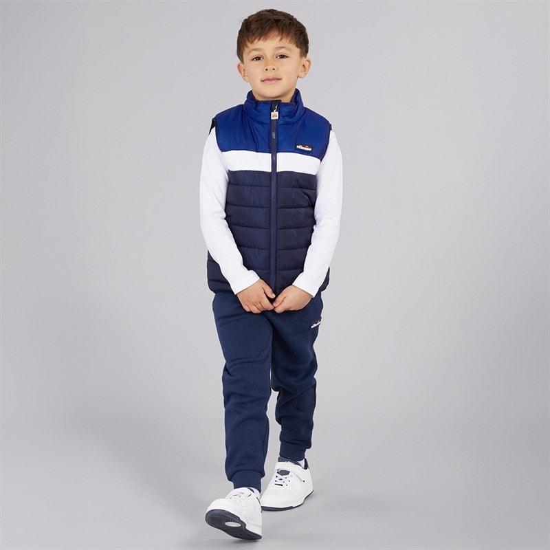 Ellesse Drenge Jacob Vest T Shirt Og Joggingbukser Sæt Navy - Billede 4