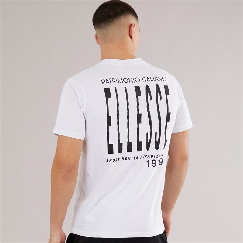 Ellesse Herre Retanna Ryg Logo T-shirt Hvid/Sort - Billede 3