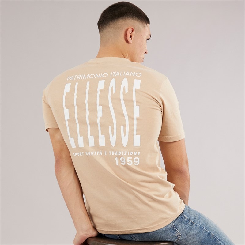 Ellesse Herre Retanna Ryg Logo T-shirt Natural - Billede 1
