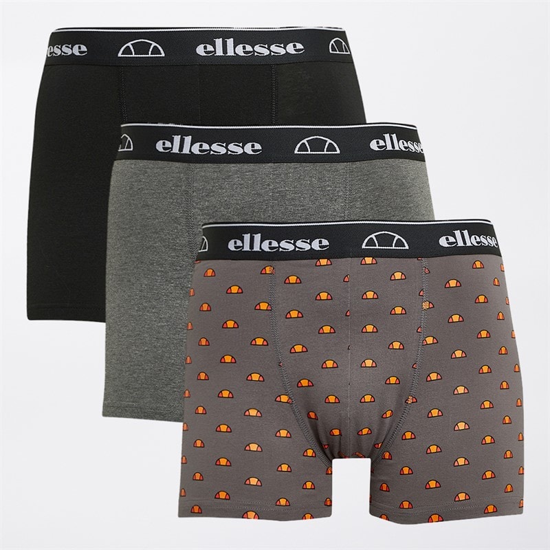 Ellesse Herre Tre Pak Boxer Shorts Sort / Koksgrå / Rød