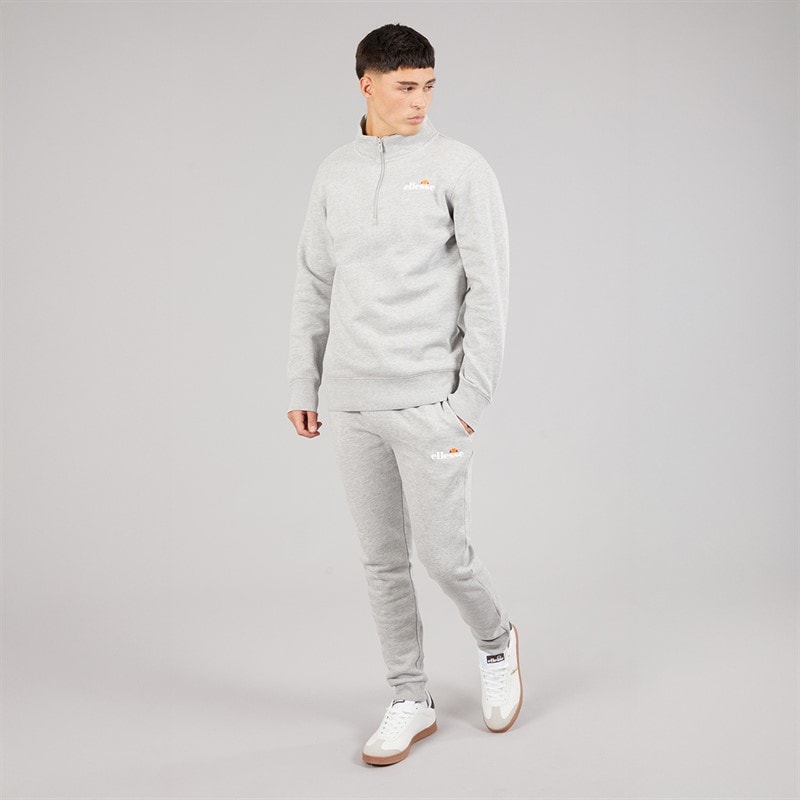 Ellesse Herre Benevento 1/4 Zip Sweatshirt Light Grey Marl - Billede 4