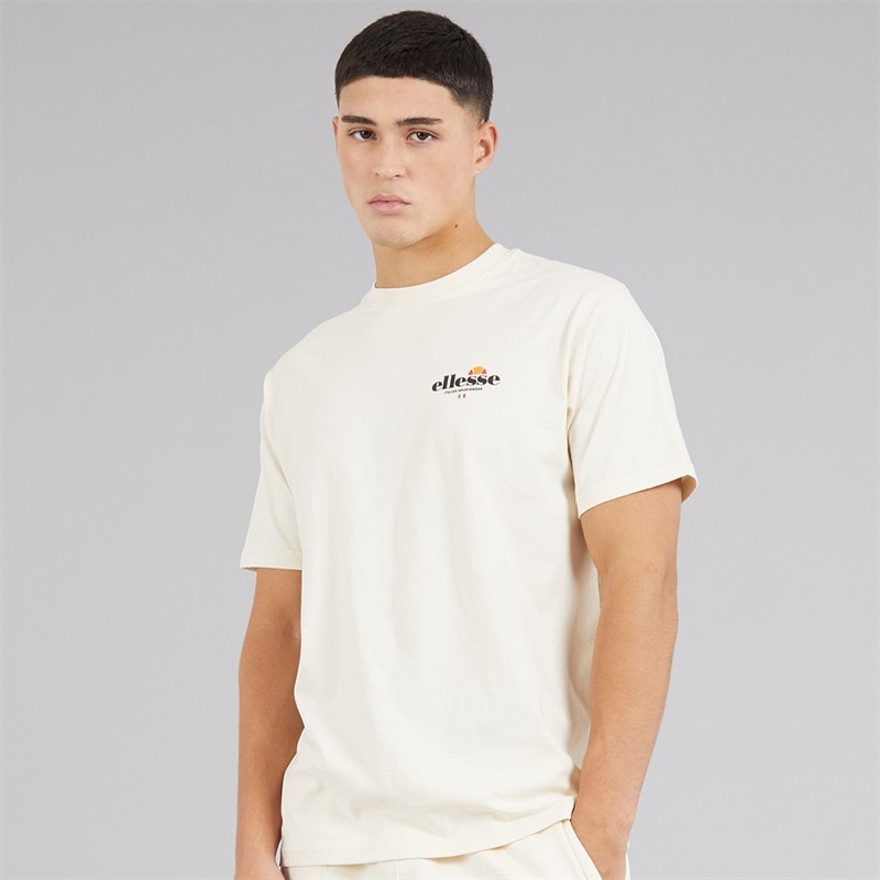 Ellesse Herre Lyon Afslappet Pasform Ryg Logo T Shirt Off White - Billede 2