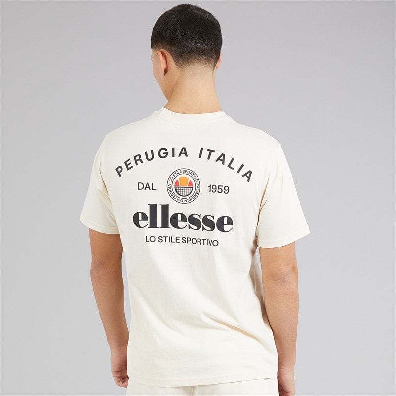 Ellesse Herre Lyon Afslappet Pasform Ryg Logo T Shirt Off White - Billede 3