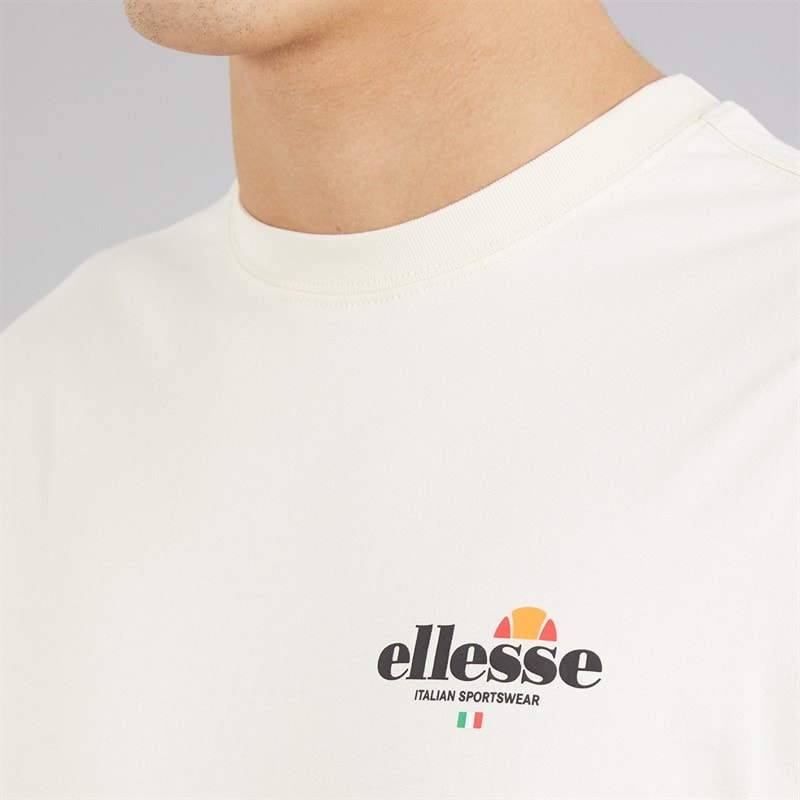Ellesse Herre Lyon Afslappet Pasform Ryg Logo T Shirt Off White - Billede 5