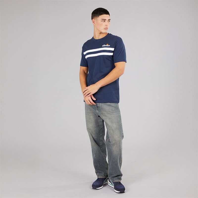Ellesse Herre Squalius Retro Stribe T-shirt Navy - Billede 4