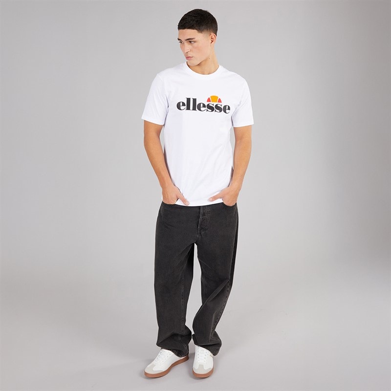 Ellesse Herre Prado 2 Stort Logo T Shirt Hvid - Billede 3