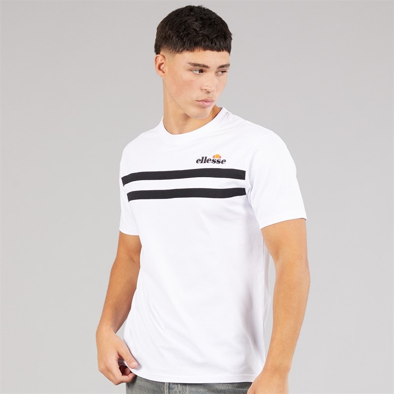 Ellesse Herre Squalius Retro Stribet T-shirt Hvid