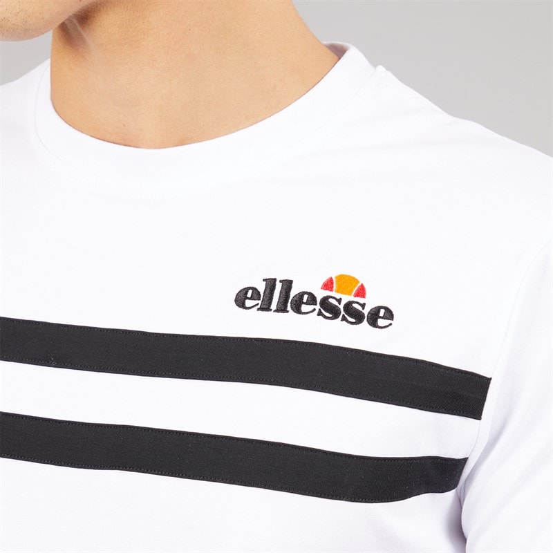 Ellesse Herre Squalius Retro Stribet T-shirt Hvid - Billede 3