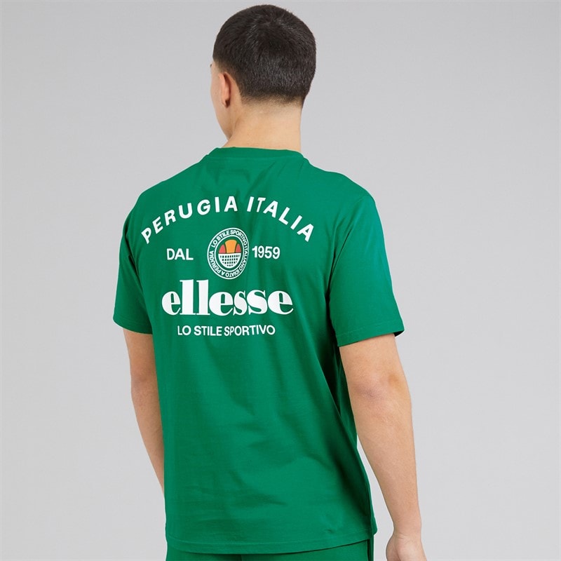 Ellesse Herre Lyon Afslappet Pasform Ryg Logo T Shirt Grøn - Billede 3