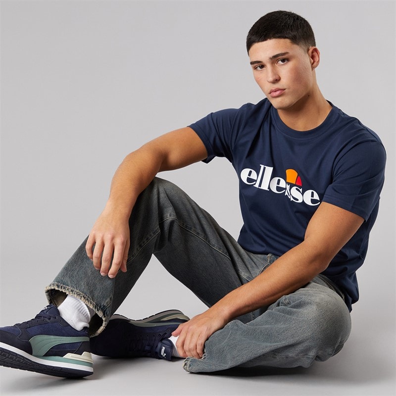 Ellesse Herre Prado 2 Stort Logo T Shirt Navy - Billede 4
