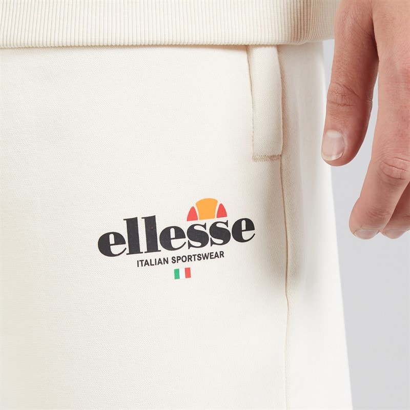 Ellesse Herre Rulle Afslappet Pasform Lige Ben Joggingbukser Off White - Billede 3