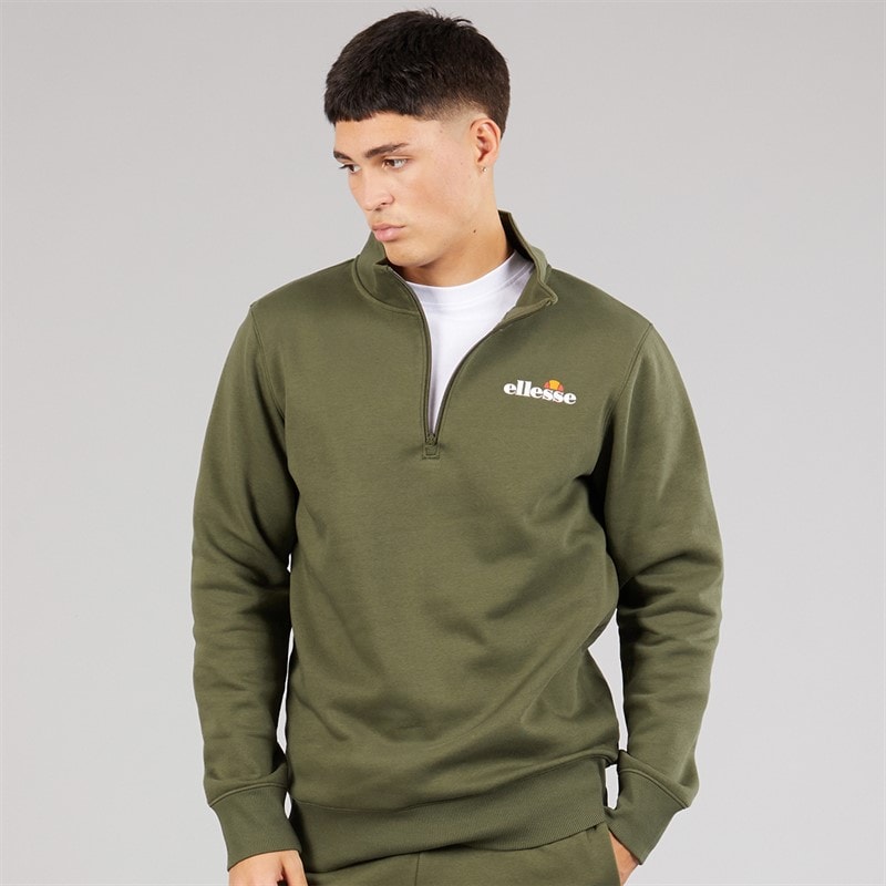 Ellesse Herre Benevento 1/4 Zip Sweatshirt Khaki - Billede 1