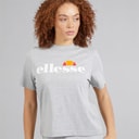 Ellesse Dame Stauf Logo T Shirt Light Grey Marl