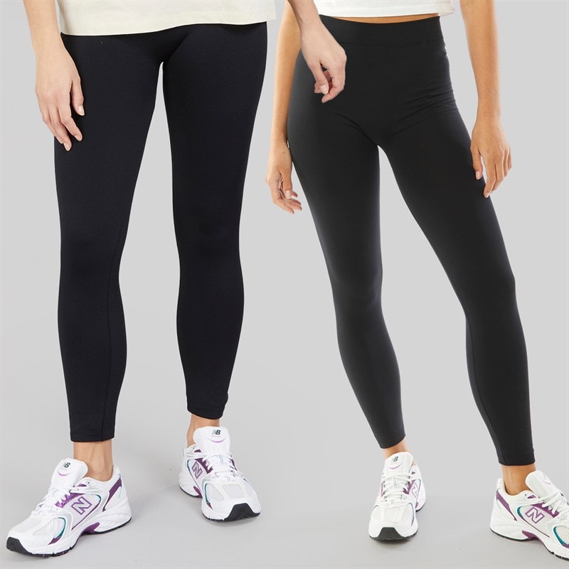 Board Angels Dame to pak fleece foret ensfarvede leggings Sort - Billede 1