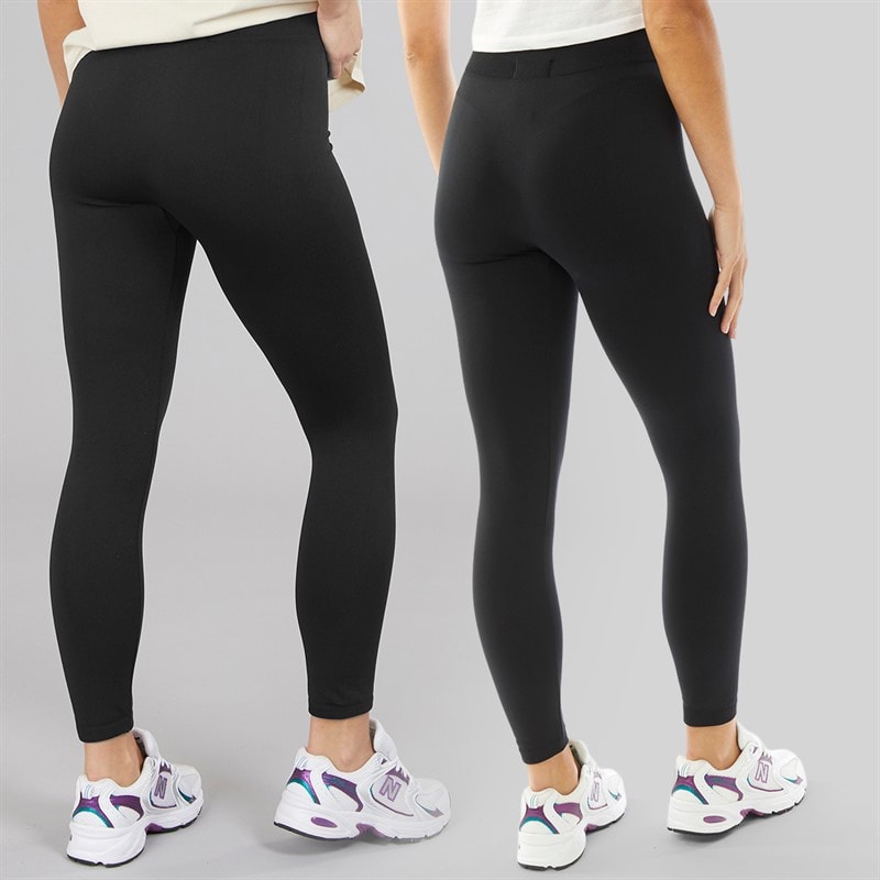 Board Angels Dame to pak fleece foret ensfarvede leggings Sort - Billede 2