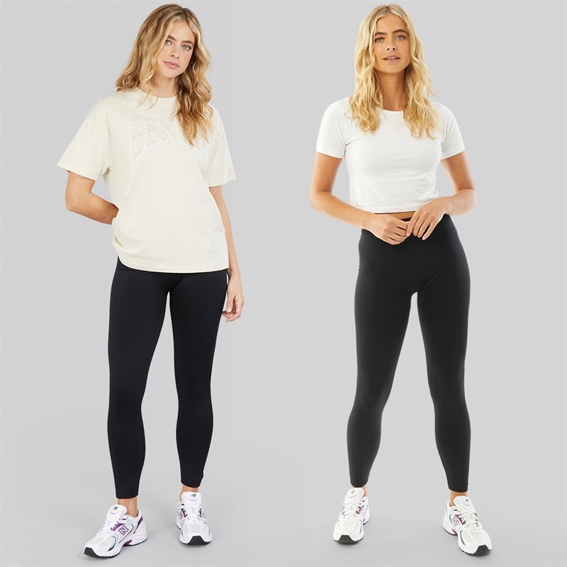 Board Angels Dame to pak fleece foret ensfarvede leggings Sort - Billede 3