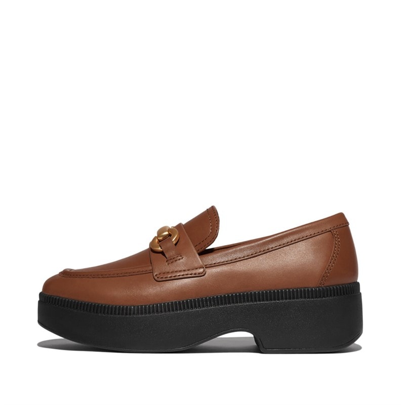 FitFlop Dame Luma Chunky Snaffle Læder Demi Wedge Loafers Dyb Tan