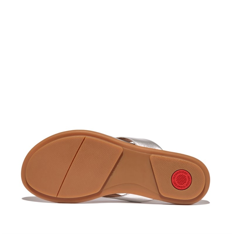 FitFlop Dame Gracie Læder Flip Flops Sølv - Billede 2