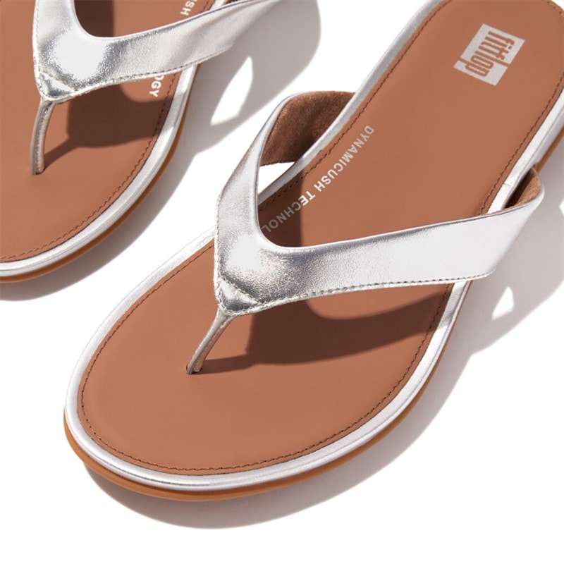 FitFlop Dame Gracie Læder Flip Flops Sølv - Billede 3